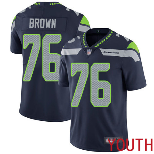 Seattle Seahawks Limited Navy Blue Youth Duane Brown Home Jersey NFL Football #76 Vapor Untouchable->youth nfl jersey->Youth Jersey